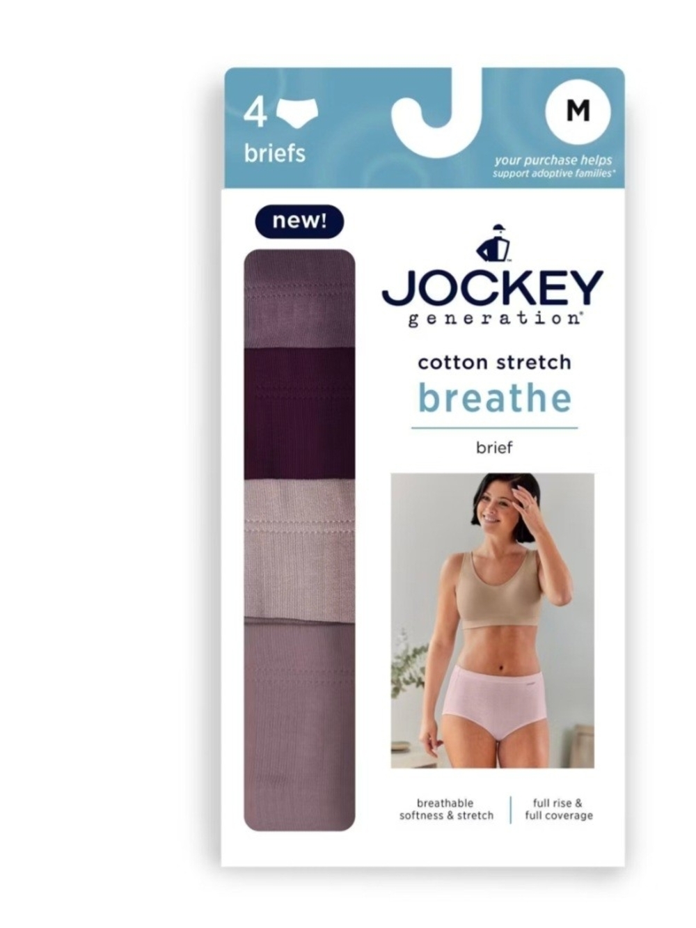 Jockey Cotton Stretch Breathe Briefs - Plum & Mauve Multi (4-Pack)